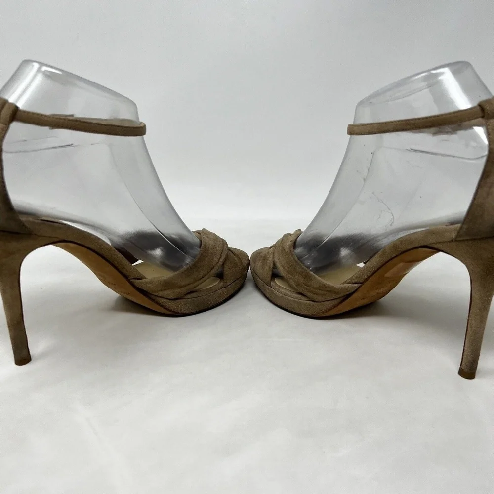Jimmy Choo High Heels Beige Brown Suede Womens EU 38.5 Italy - Picture 5 of 10